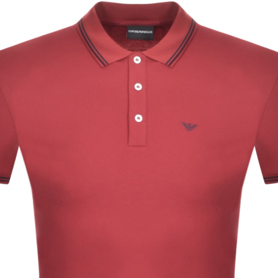 Alternative Image for ProductEmporio Armani Short Sleeved Polo T Shirt Burgundy2